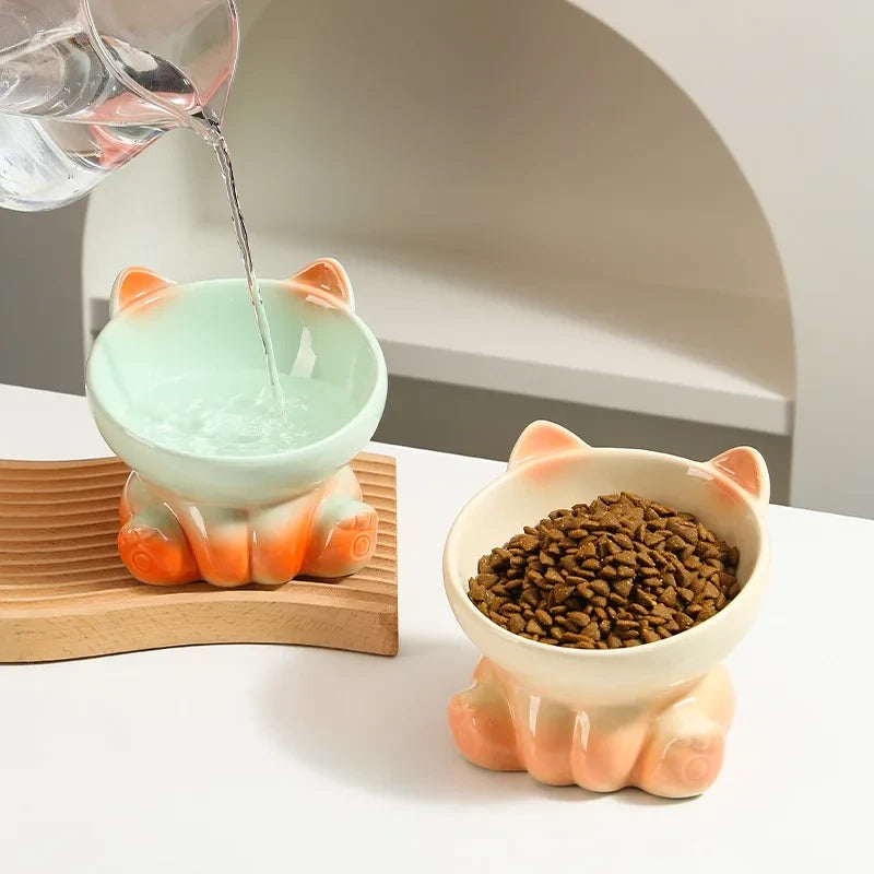 The Artisanal Cat-Ear Ceramic Feeder